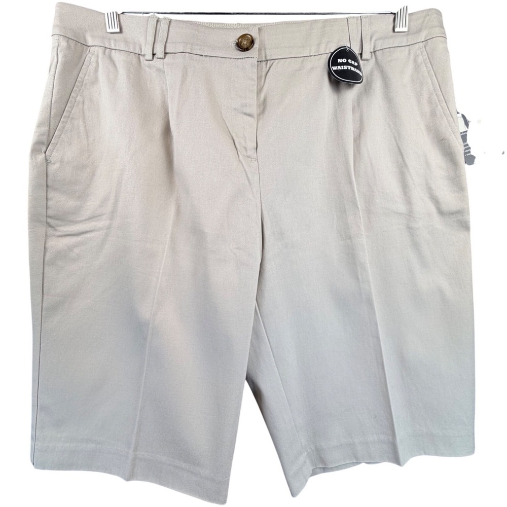 Counterparts Womens Stone No Gap Waistband Stretch Bermuda Shorts Size 16W NEW